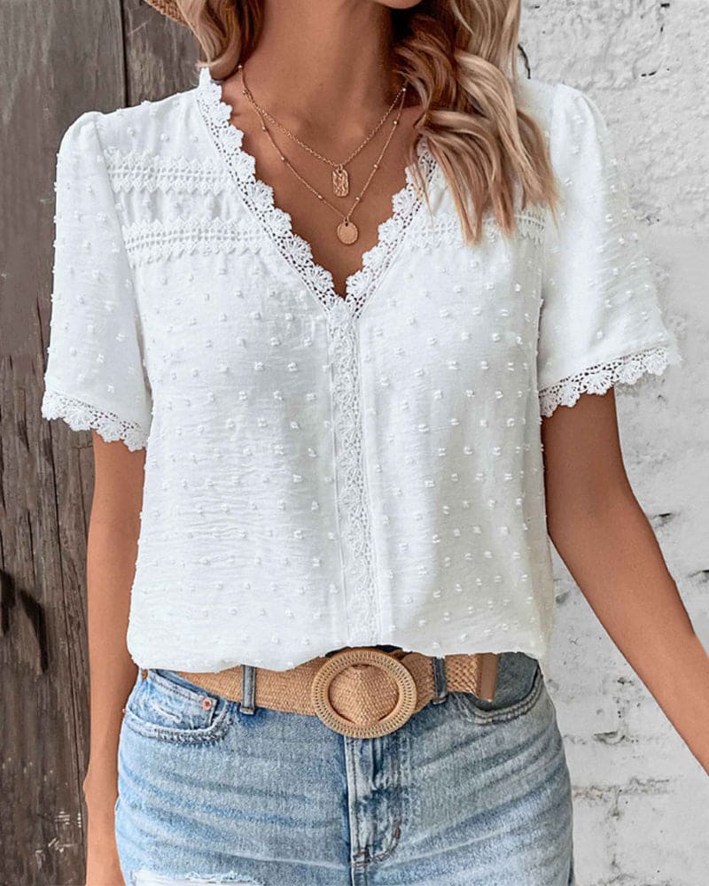 Carol - Women's Relaxed Blouse with Short Sleeves