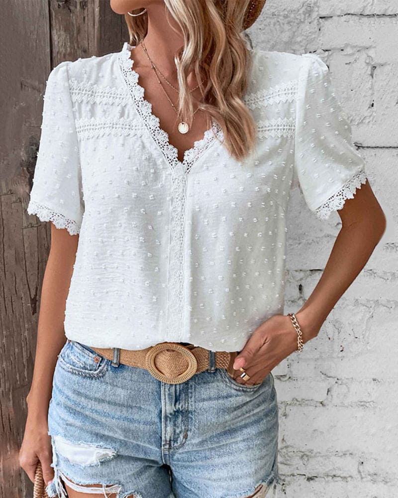Carol - Women's Relaxed Blouse with Short Sleeves