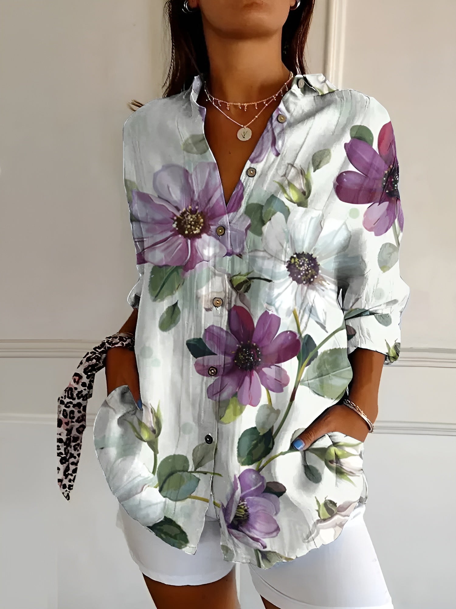 Ivy - Women's Floral Breeze Button-Up Shirt