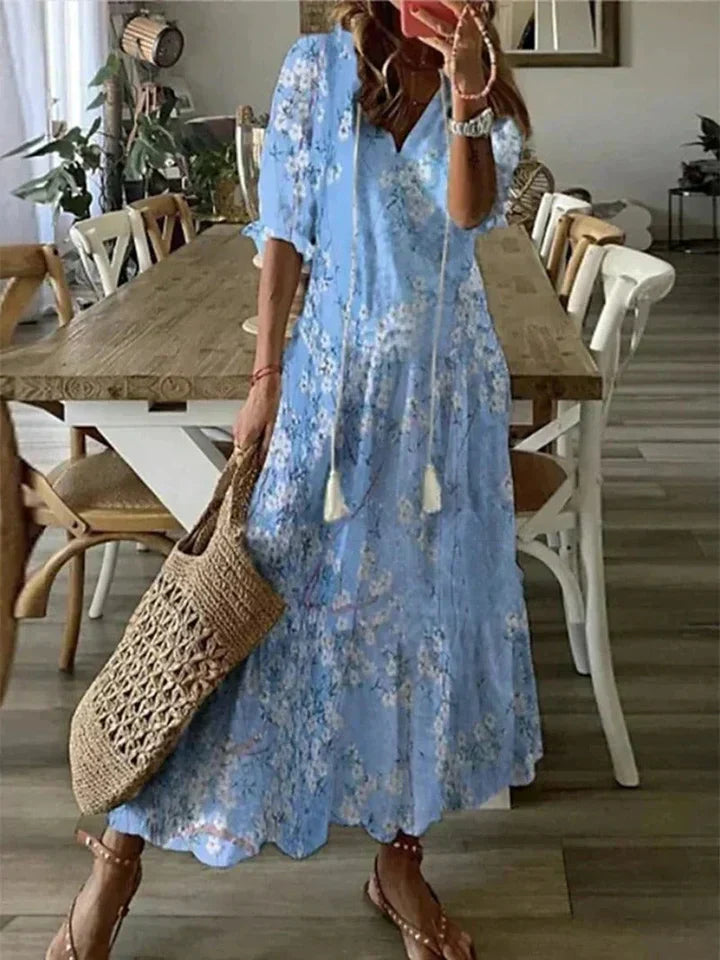 Eleanor - Women's V-Neck Maxi Dress