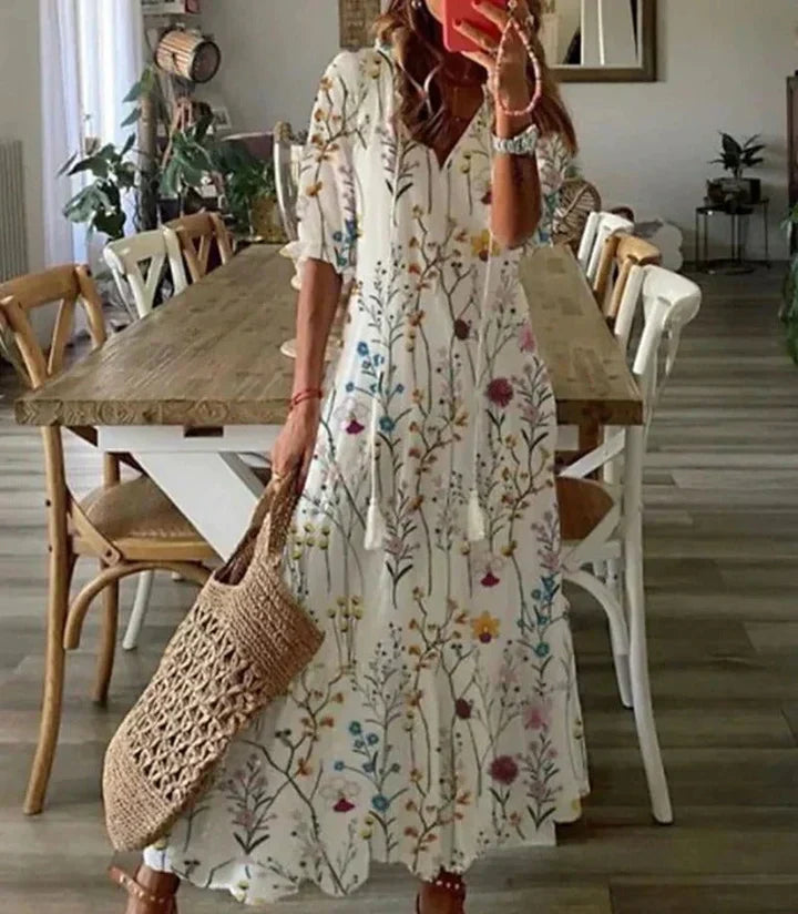 Eleanor - Women's V-Neck Maxi Dress