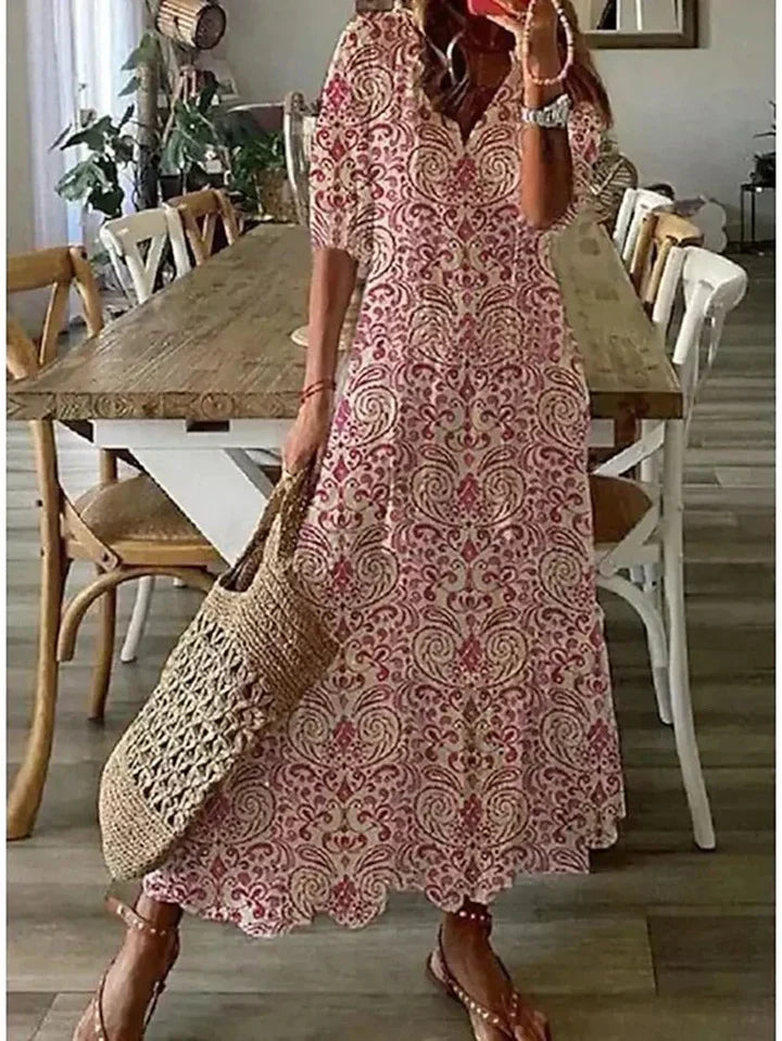 Eleanor - Women's V-Neck Maxi Dress