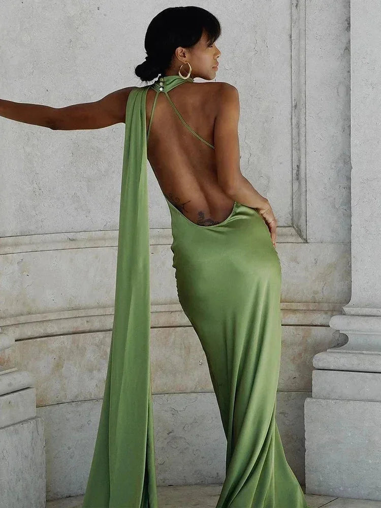 Verna - Women's One-Shoulder Satin Maxi Evening Dress - photo 6