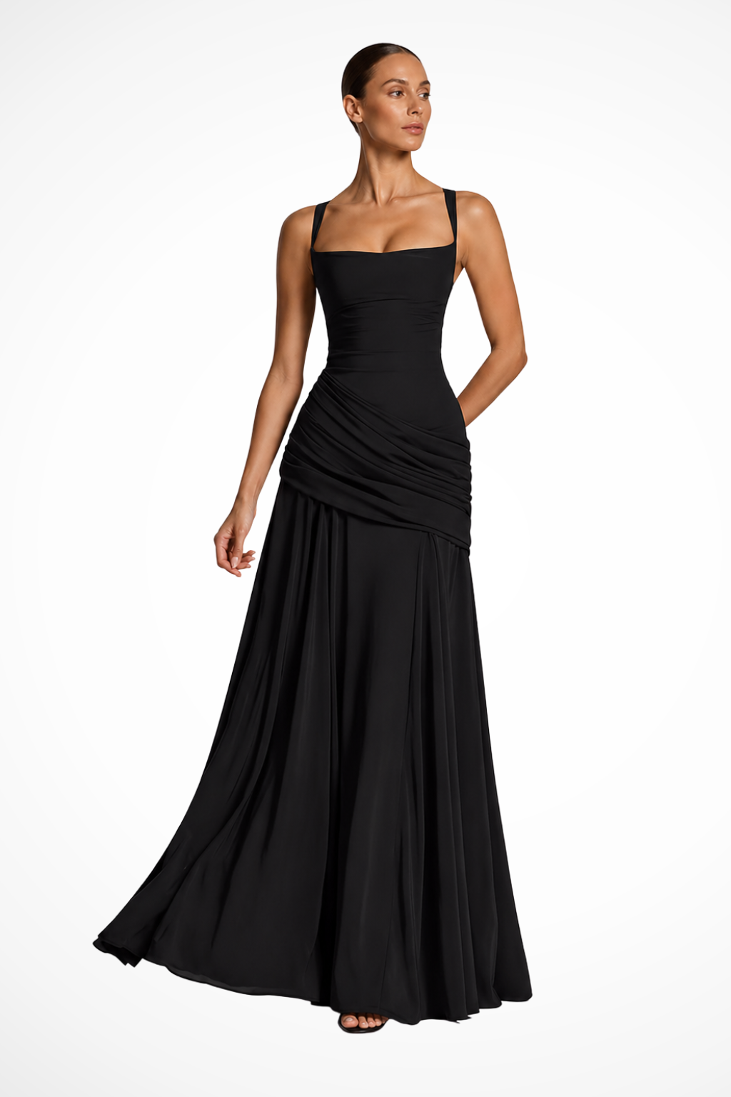 Adrianne - Women's Flowing Maxi Dress with a Square Neckline