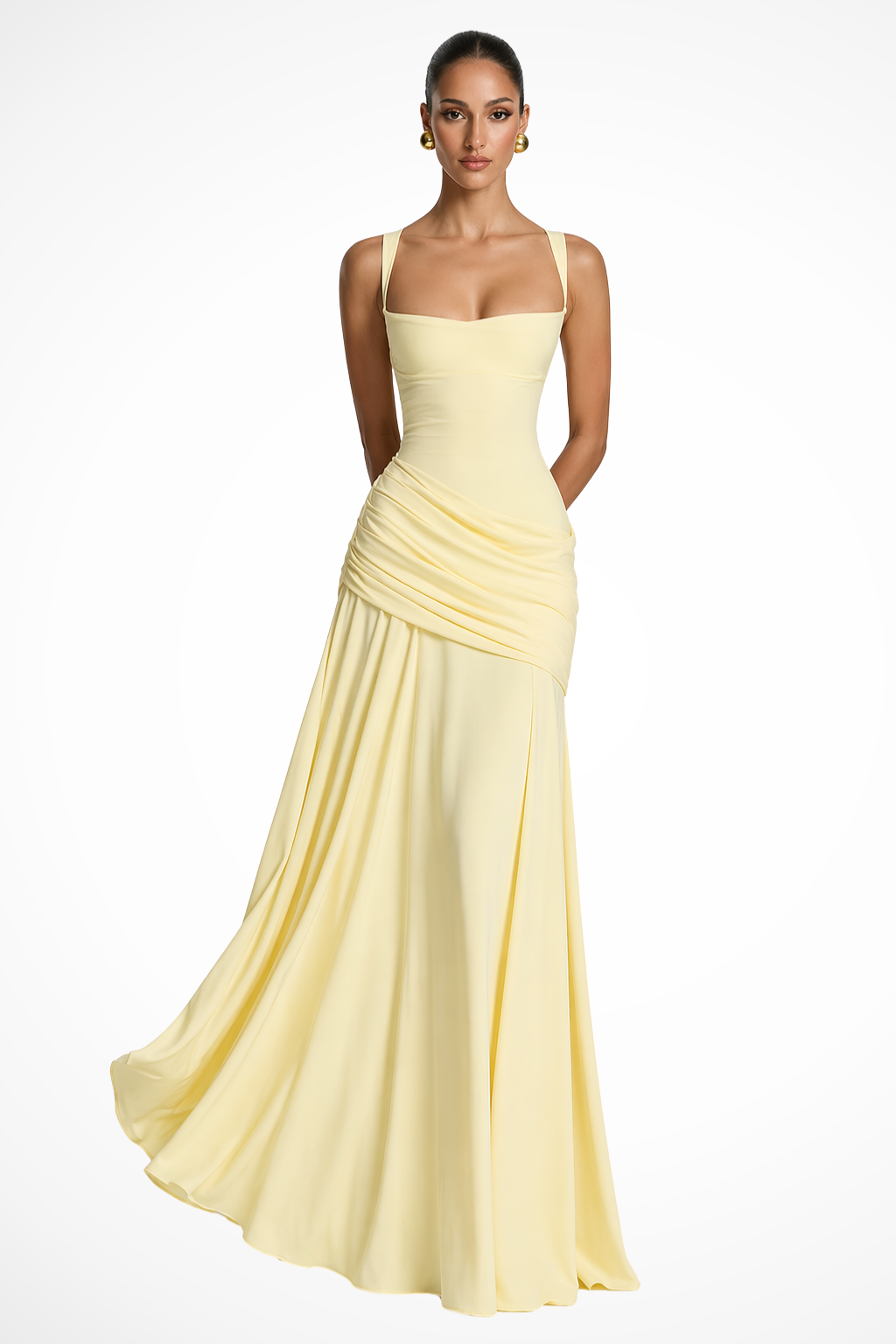 Adrianne - Women's Flowing Maxi Dress with a Square Neckline