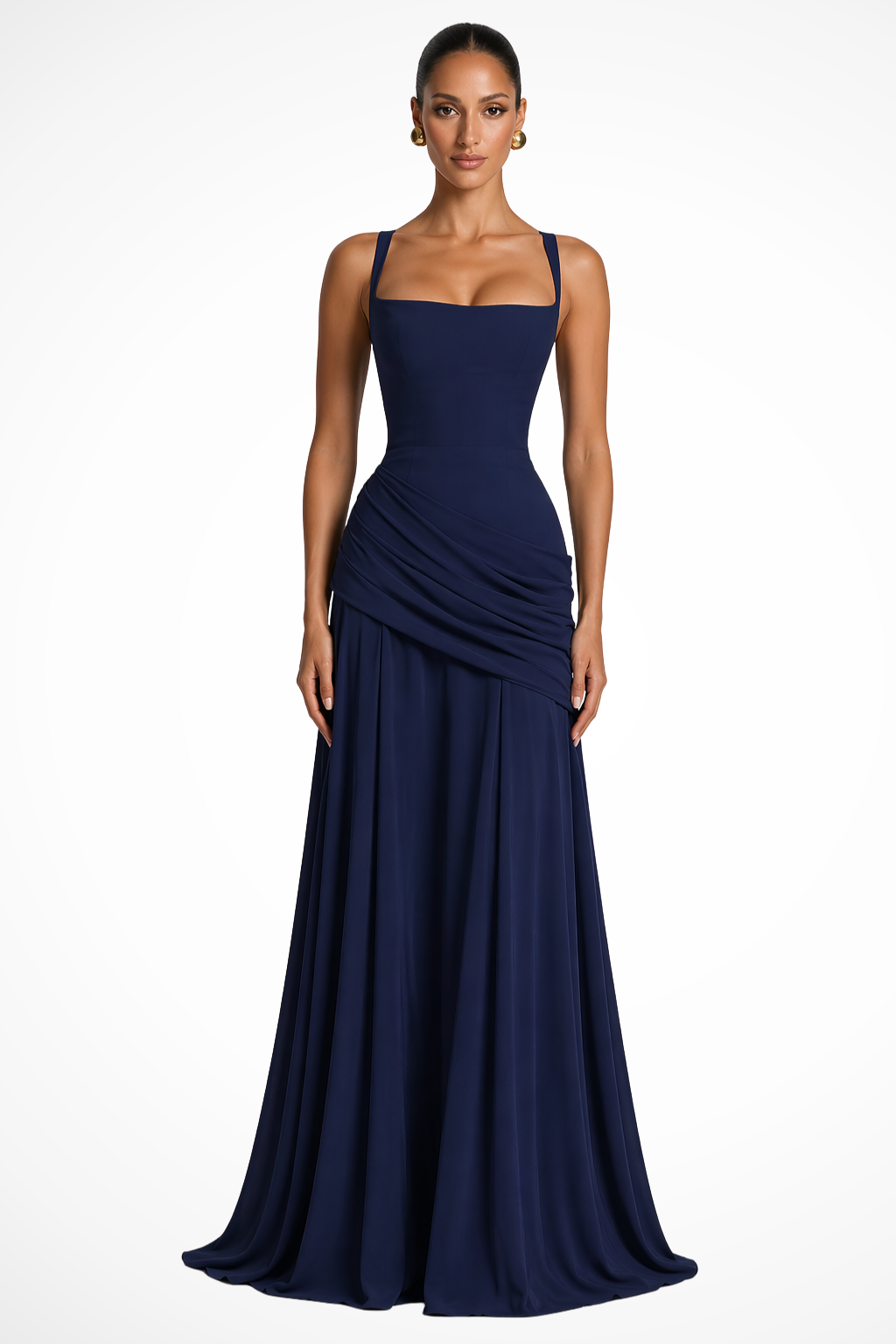 Adrianne - Women's Flowing Maxi Dress with a Square Neckline