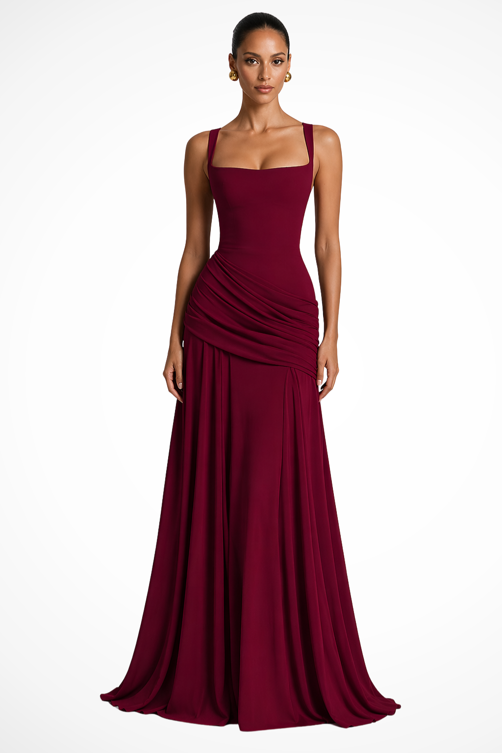 Adrianne - Women's Flowing Maxi Dress with a Square Neckline