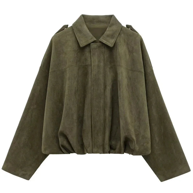 Blazer bomber oversize da donna con cerniera