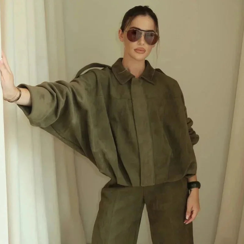 Blazer bomber oversize da donna con cerniera