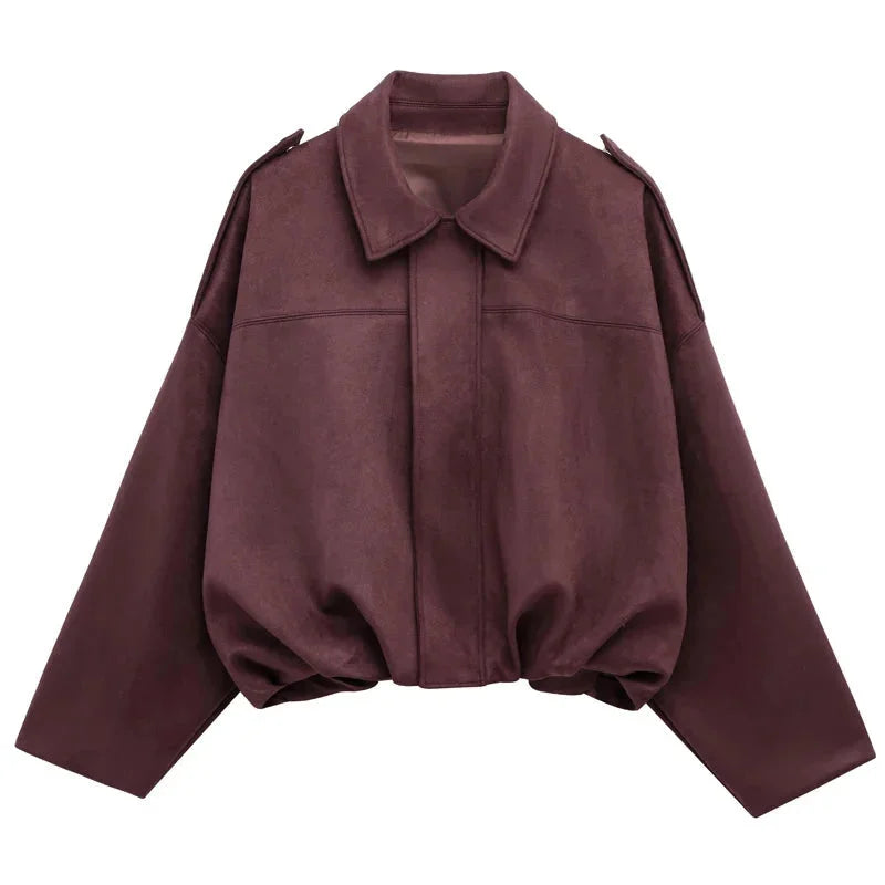 Blazer bomber oversize da donna con cerniera