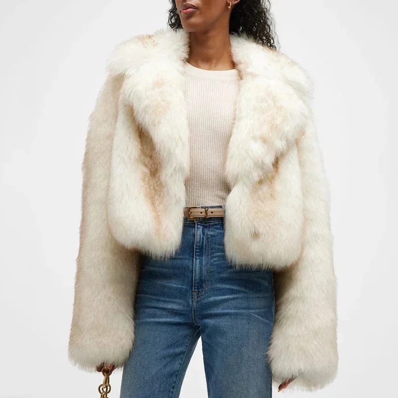 Elowyn - Women's Faux Fur Jacket with Wide Collar