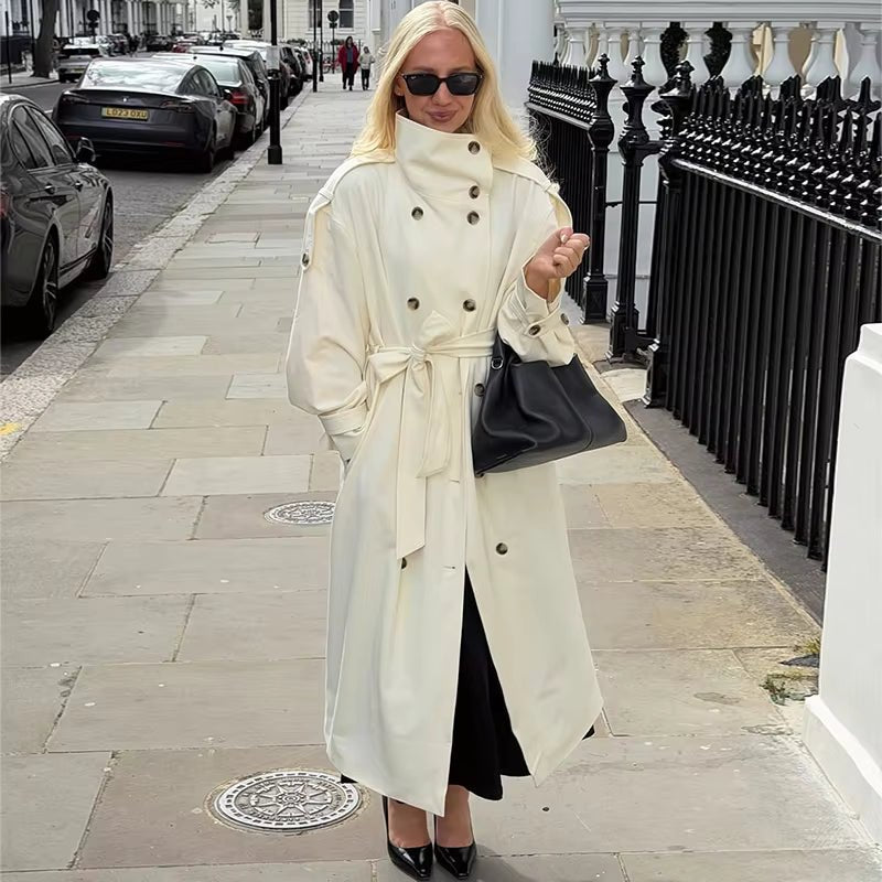 Vicki - Women's Relaxed Trench Coat with Button Front - photo 1