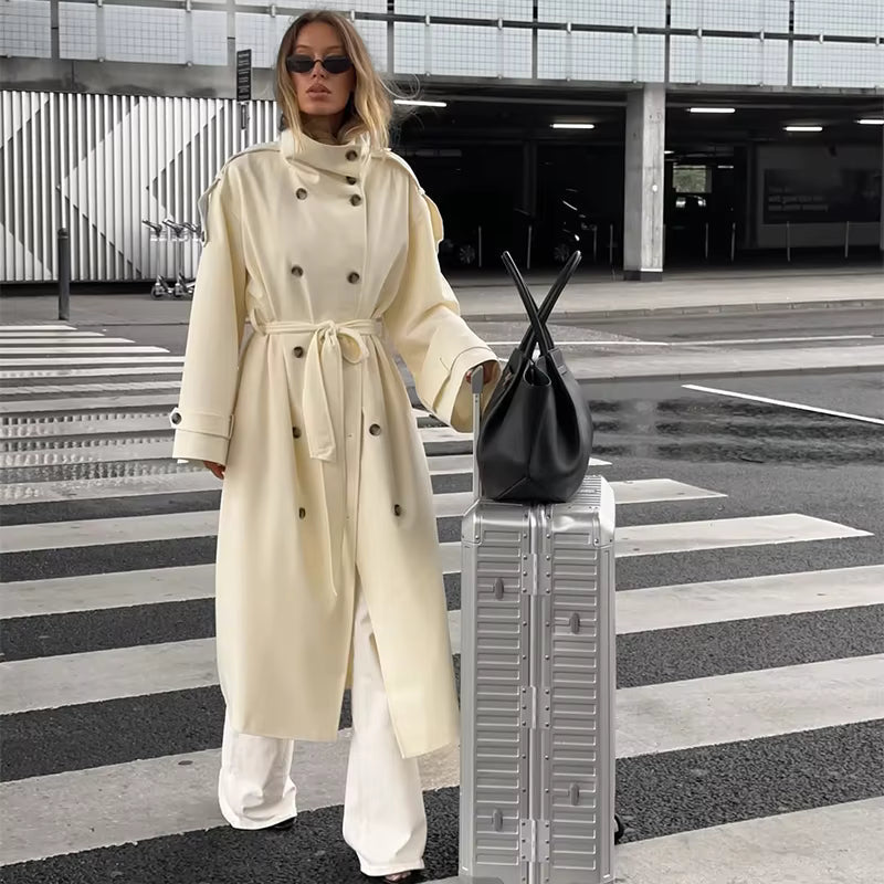 Vicki - Women's Relaxed Trench Coat with Button Front - photo 2