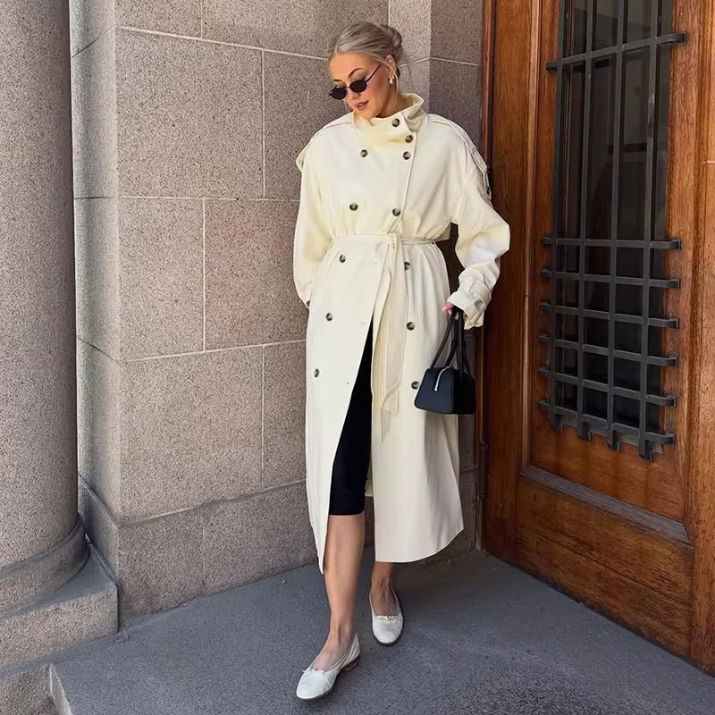 Vicki - Women's Relaxed Trench Coat with Button Front - photo 3