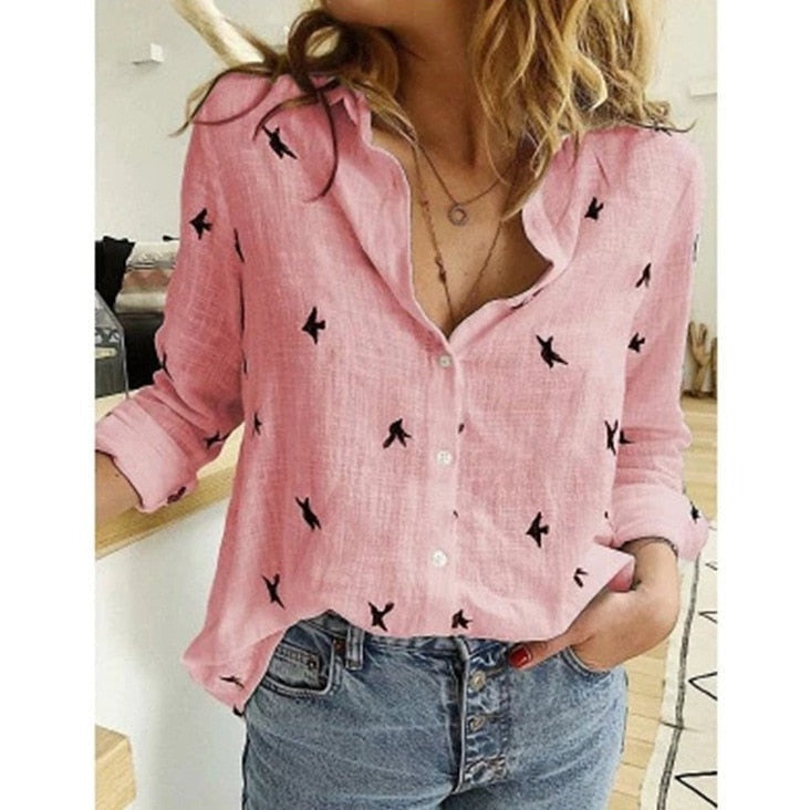 Blouse confortable en lin à coupe classique pour femme, idéale au travail et en soirée