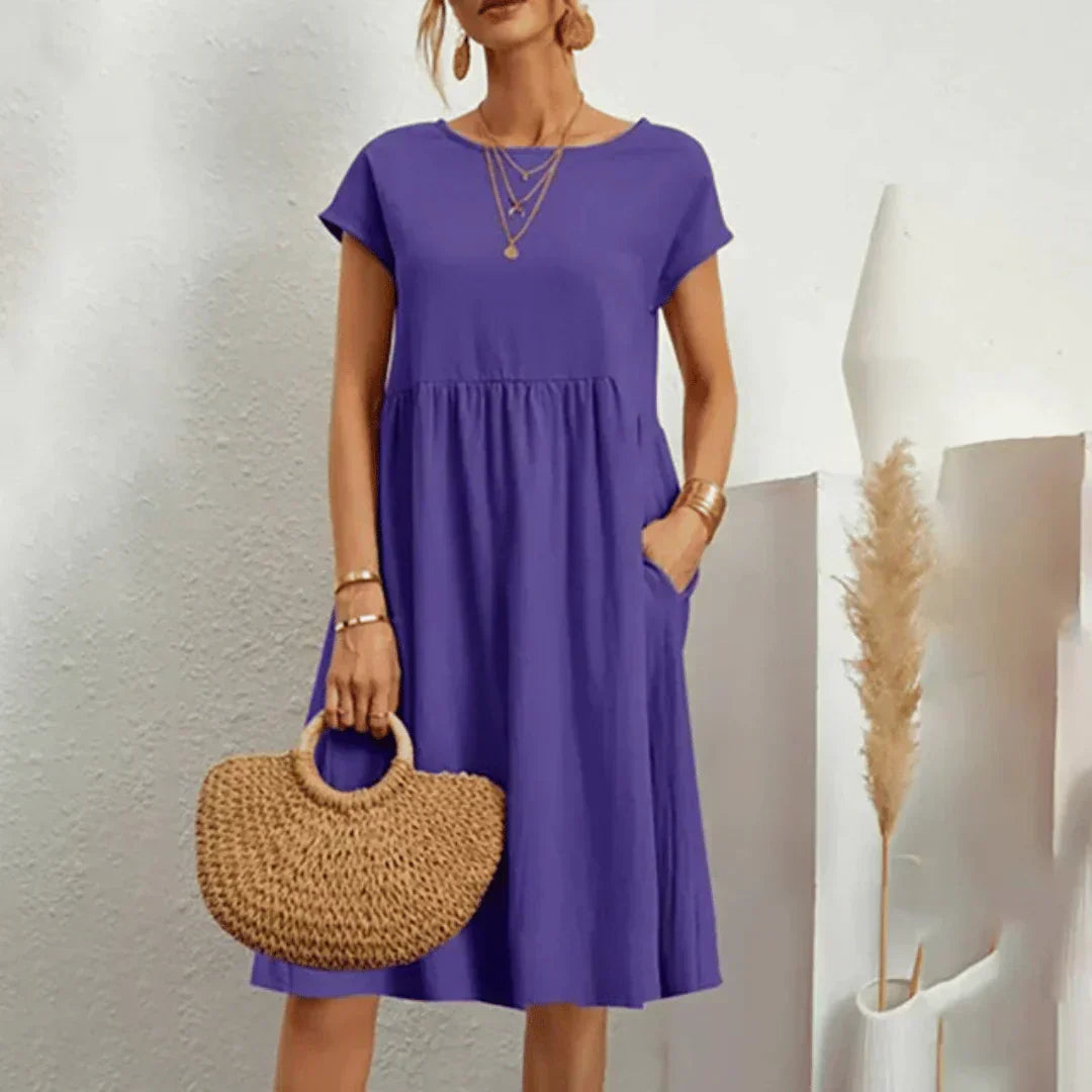 Women's Loose Midi Dress with Pockets