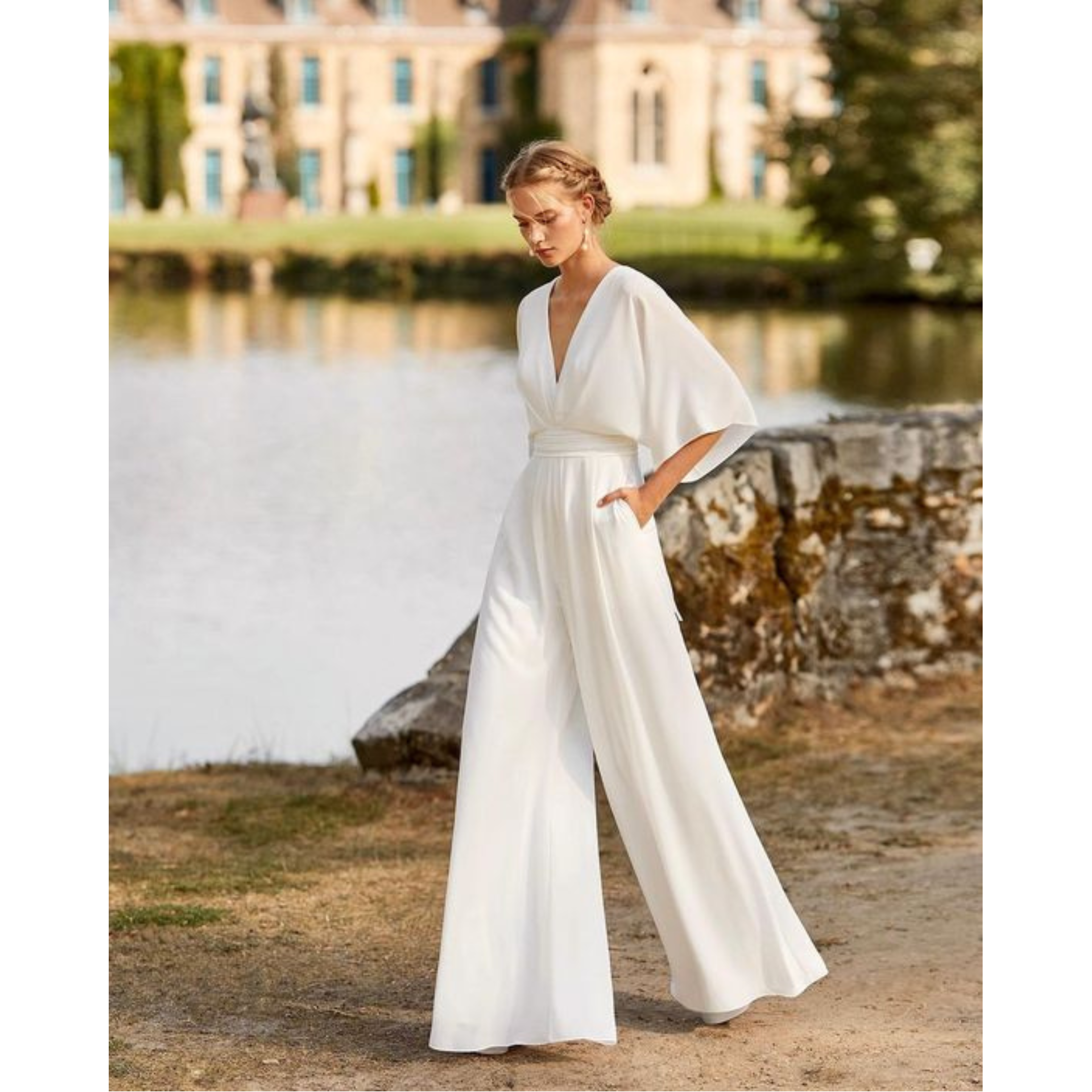 Cassandra - Women's Relaxed Wide Jumpsuit with a V Neck