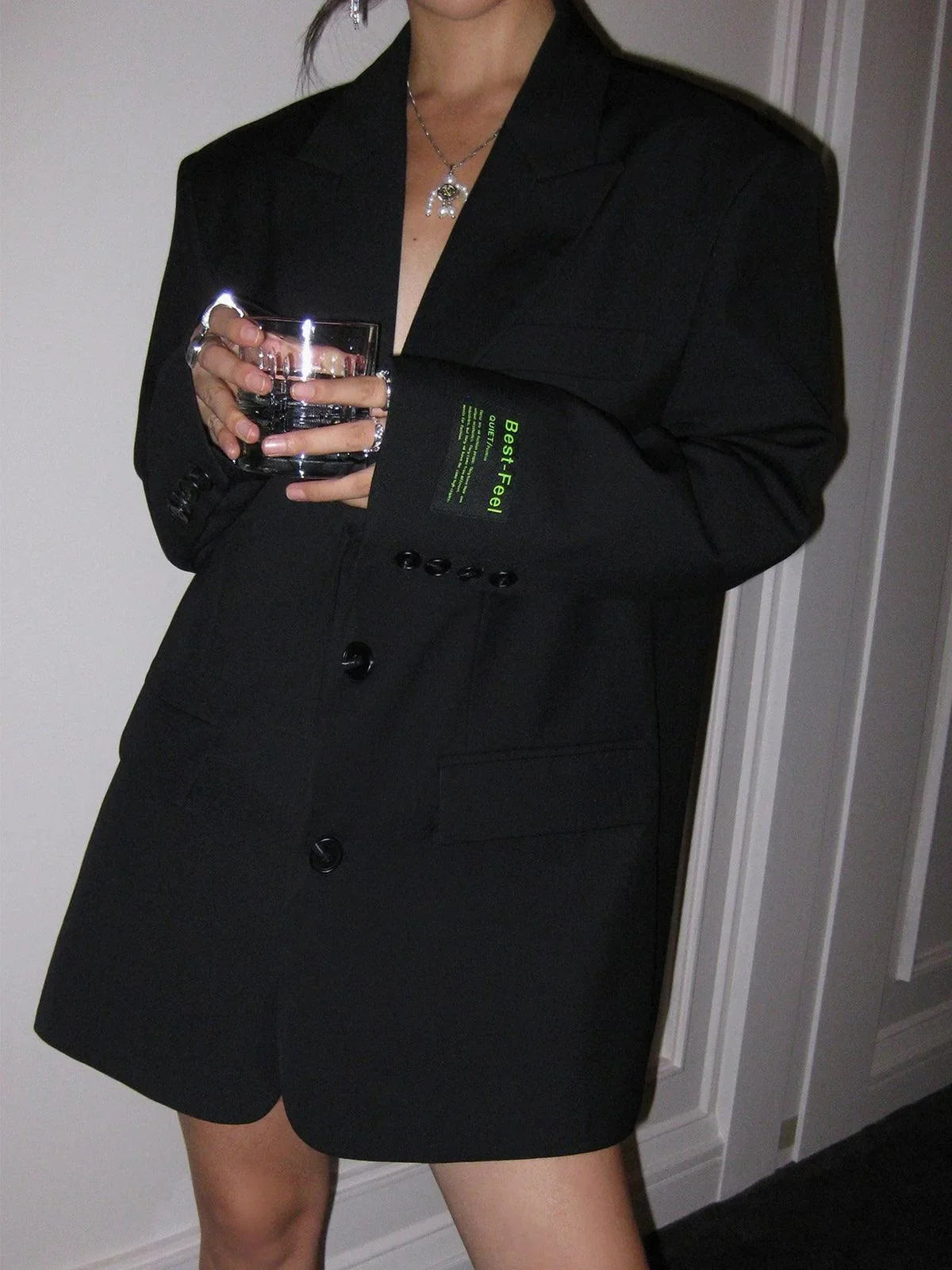 Vivienne - Women's Oversized Blazer with Button Front - photo 2