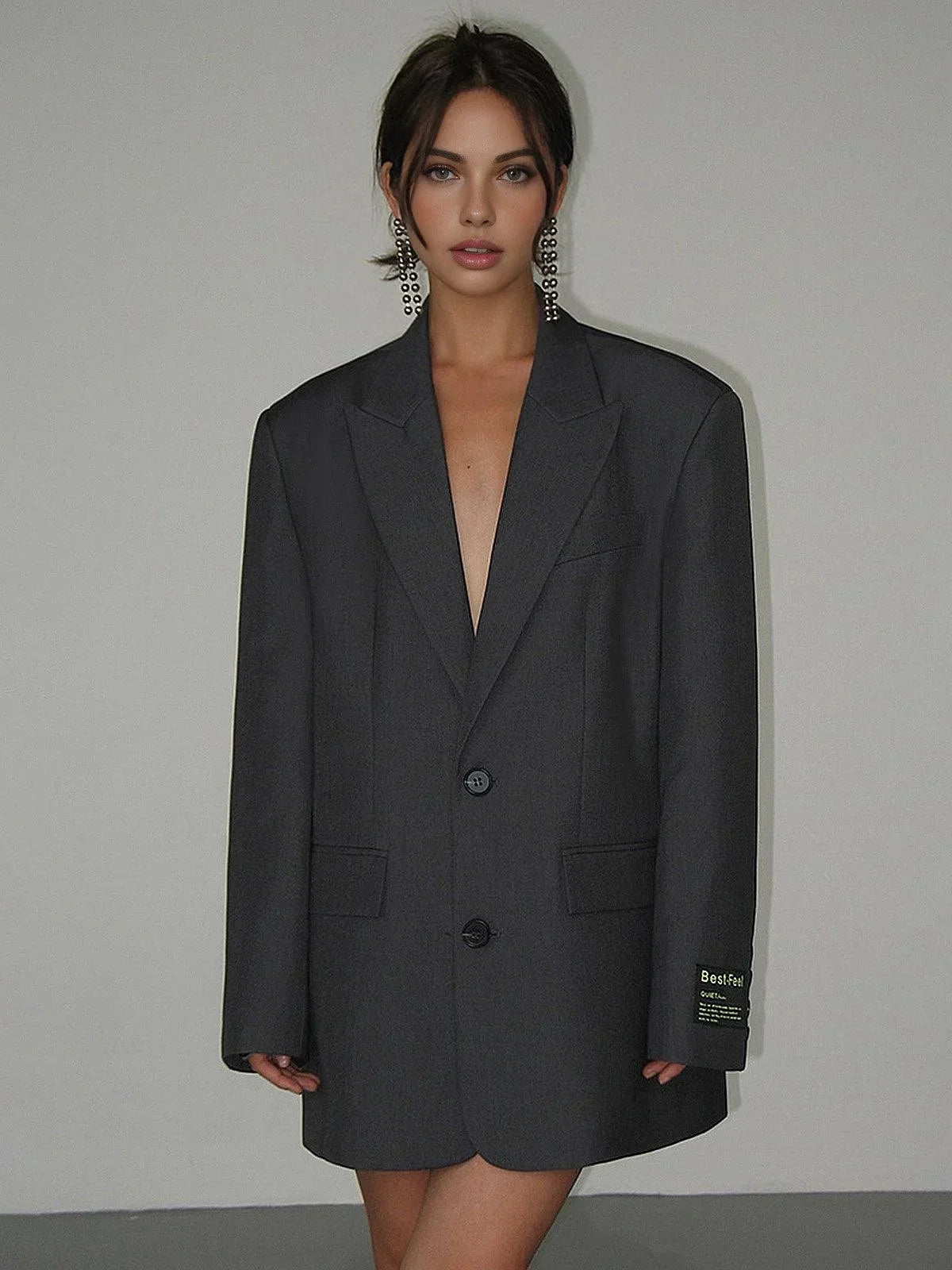 Vivienne - Women's Oversized Blazer with Button Front - photo 8