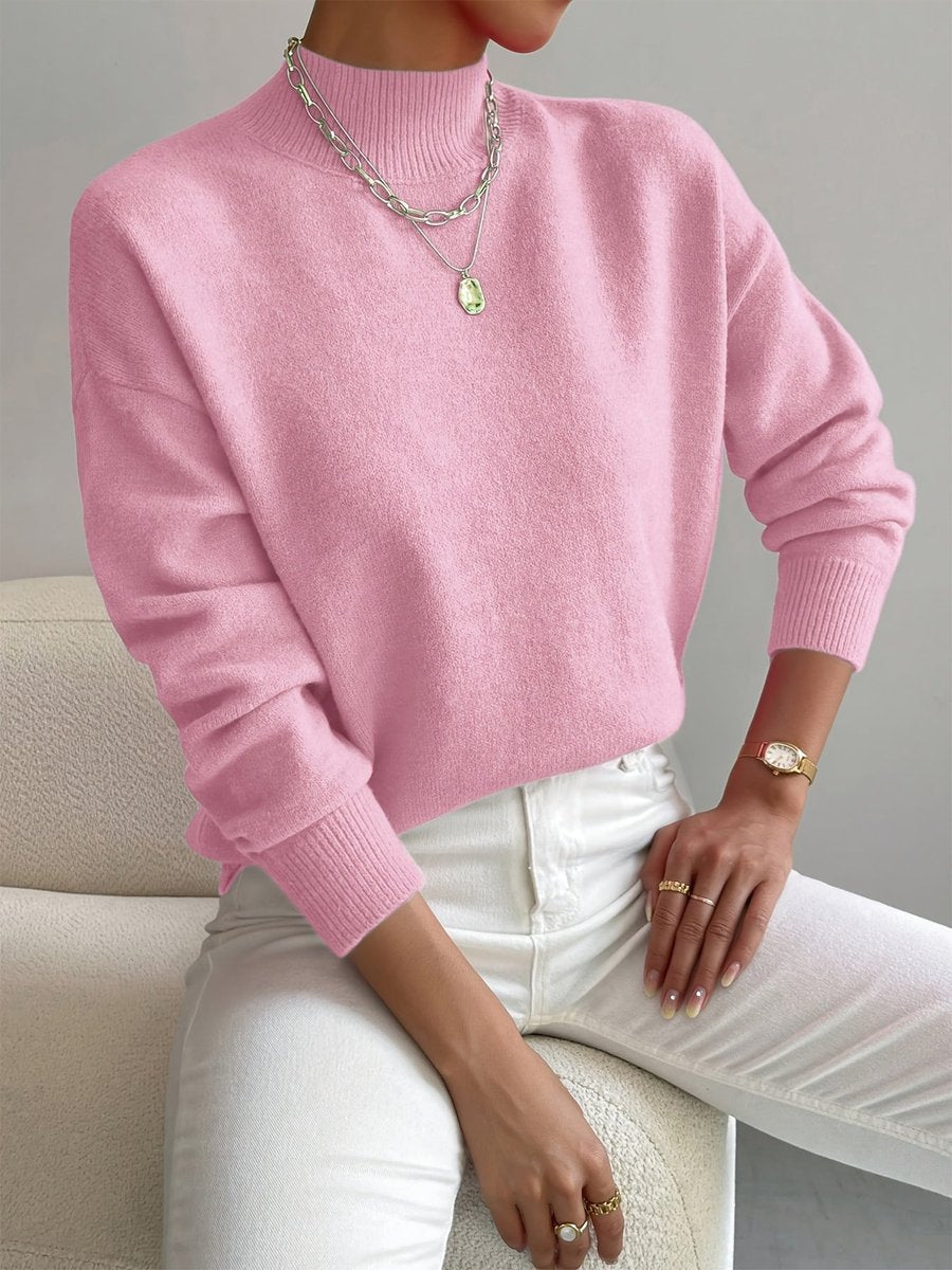 Willa - Women's Mock Neck Relaxed-fit Knit Turtleneck Sweater - photo 3