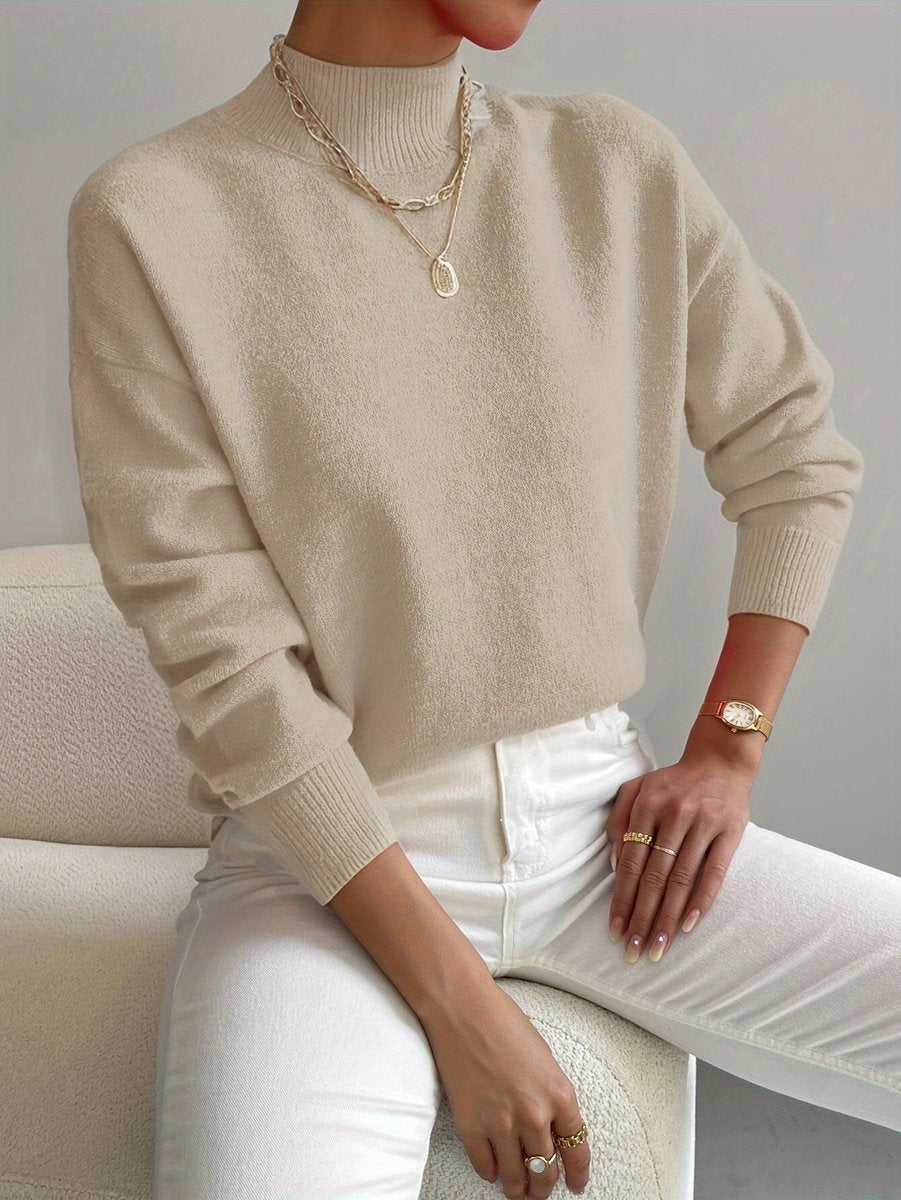 Willa - Women's Mock Neck Relaxed-fit Knit Turtleneck Sweater - photo 5