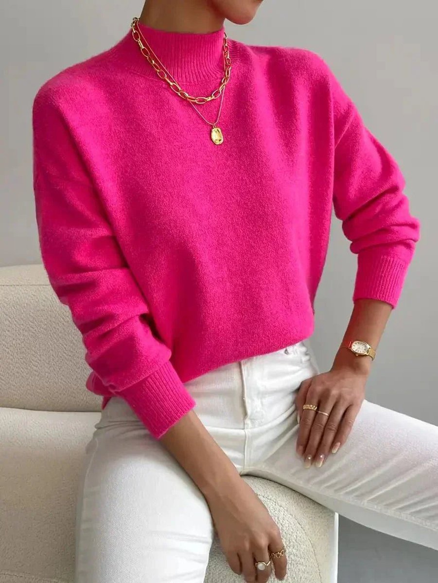 Willa - Women's Mock Neck Relaxed-fit Knit Turtleneck Sweater - photo 7