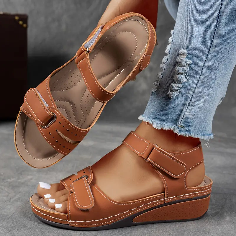 Wilma - Women's Soft Leather Orthopedic Wedge Sandals - photo 12