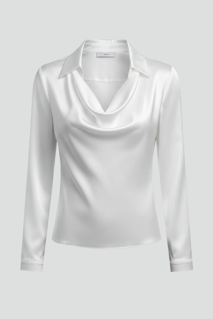 Winnie - Women's Satin Draped Collar Blouse - photo 2