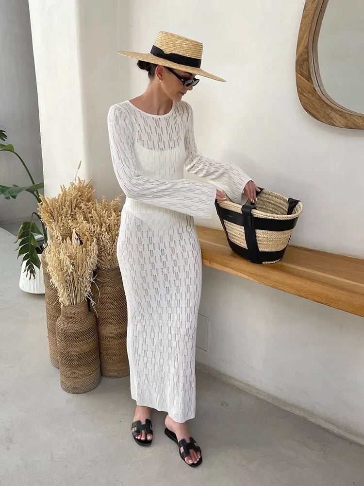 Maureen – Robe en maille blanche dos nu pour femme