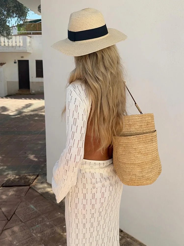 Maureen – Robe en maille blanche dos nu pour femme