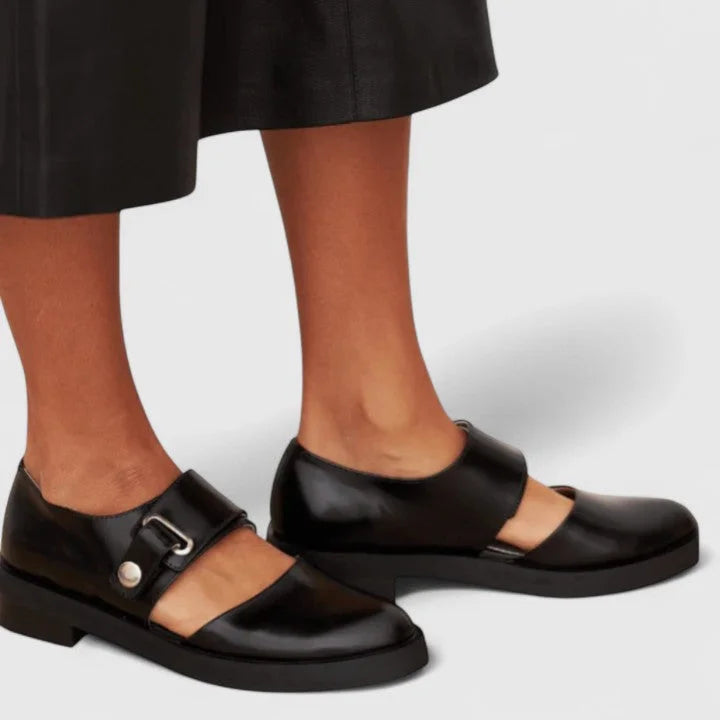 Perrine - Women's Patent Mary Jane Flats with Wide Strap