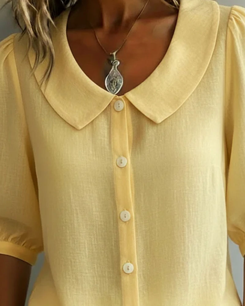 Odessa - Women's Relaxed Blouse in Peter Pan Collar 3/4 Sleeve - photo 7