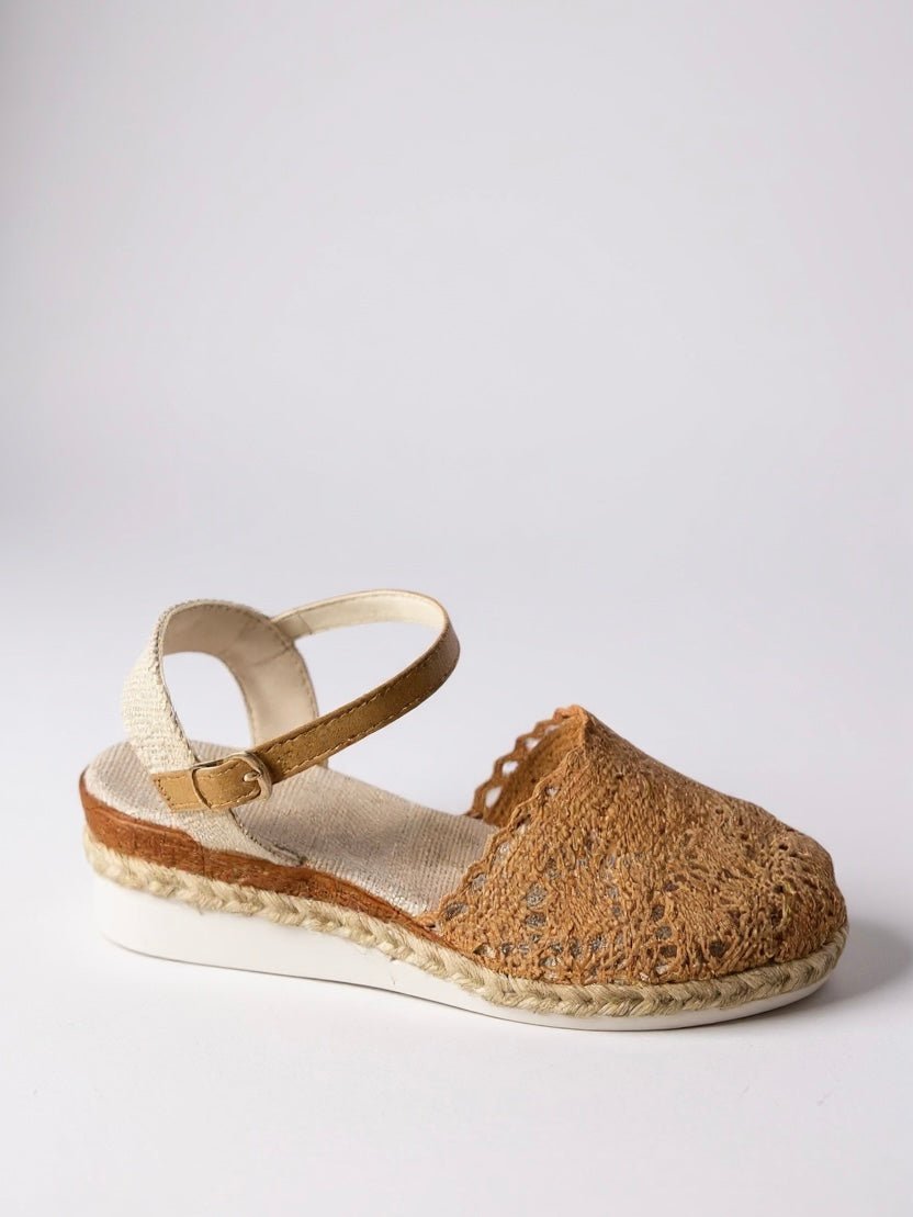 Victoria - Sandali espadrillas con plateau da donna, stile boho, all'uncinetto