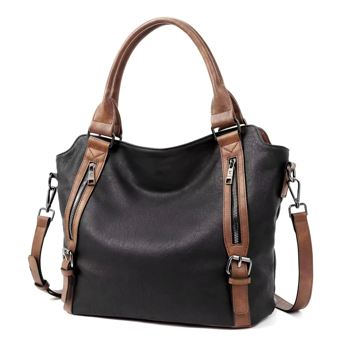Gwenda - Women's Shoulder Tote with Front Zips