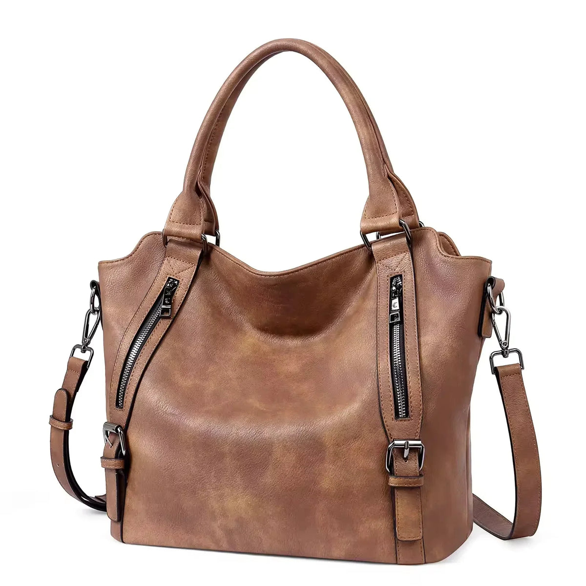 Gwenda - Women's Shoulder Tote with Front Zips