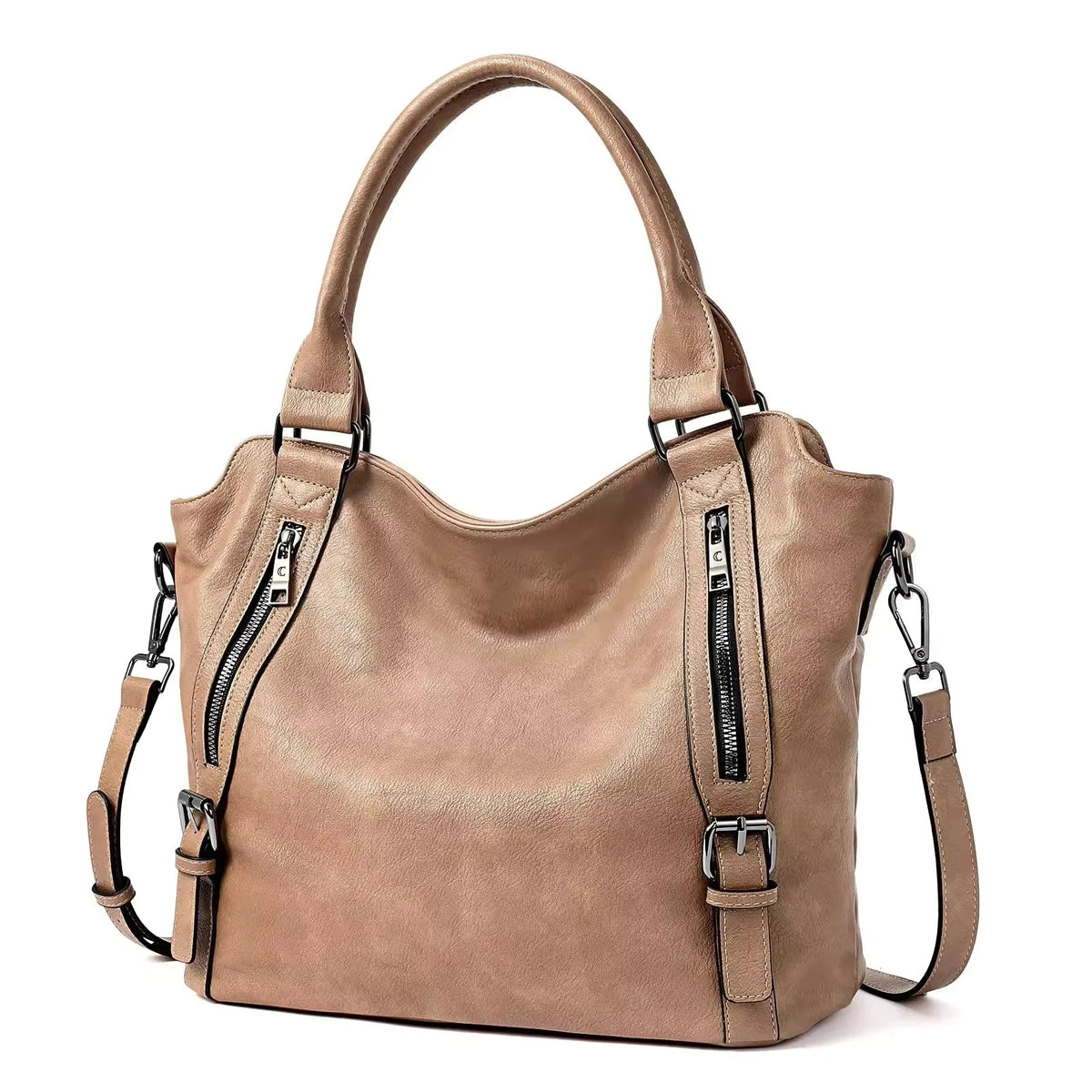 Gwenda - Women's Shoulder Tote with Front Zips