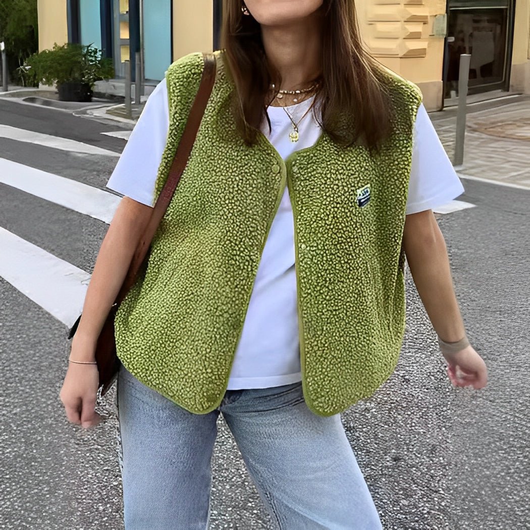 Pansy - Women's Tailored Vest in Button-Front Fleece - photo 1