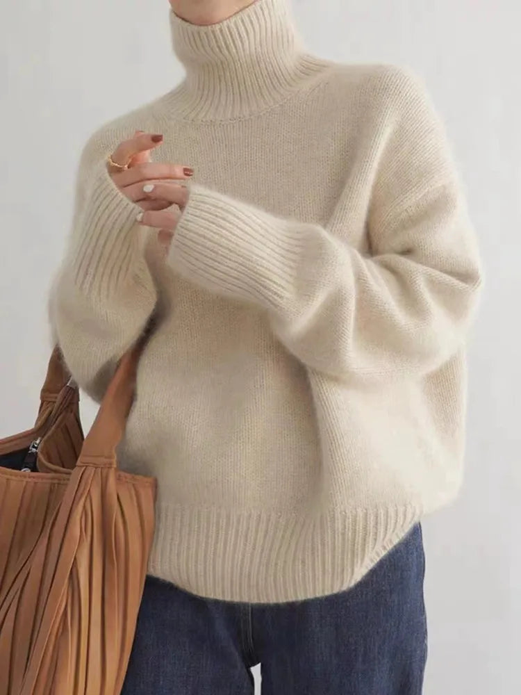 Robyn - Maglione da donna in misto cashmere a collo alto
