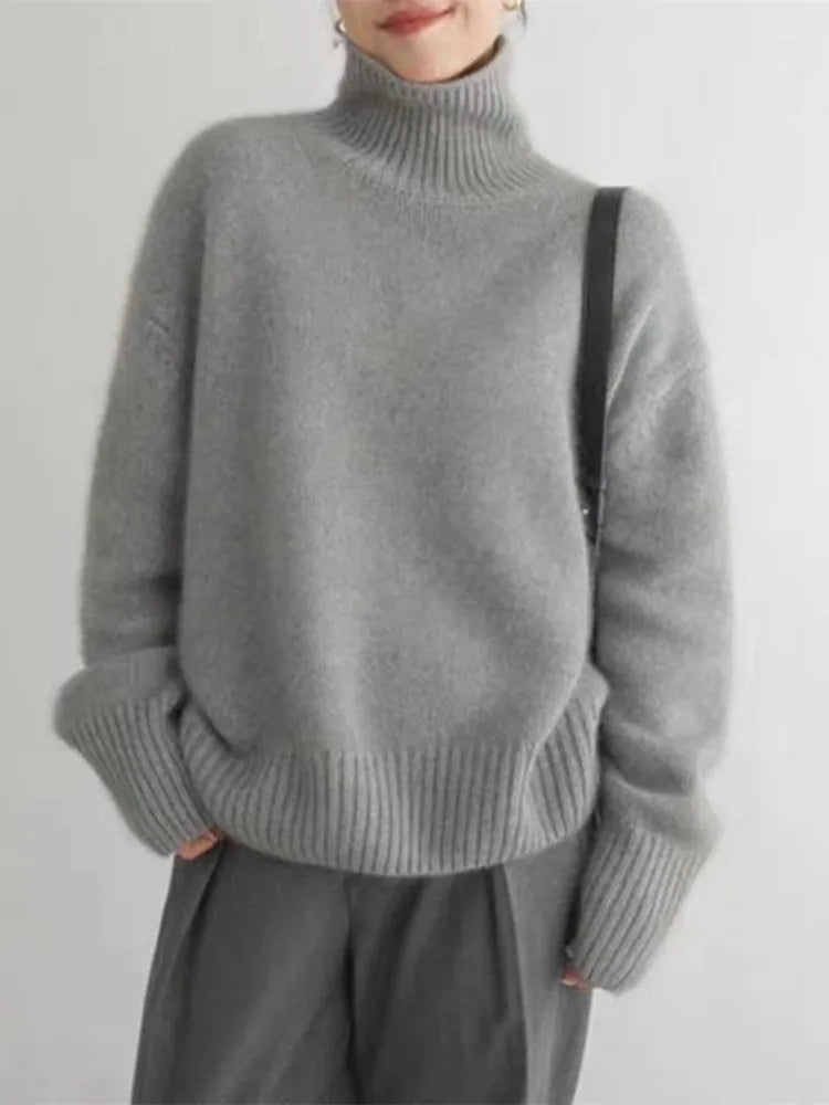Robyn - Maglione da donna in misto cashmere a collo alto