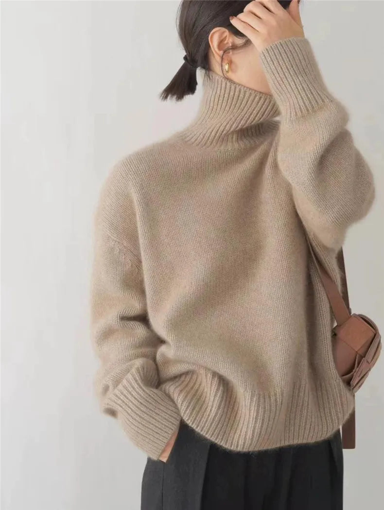 Robyn - Maglione da donna in misto cashmere a collo alto