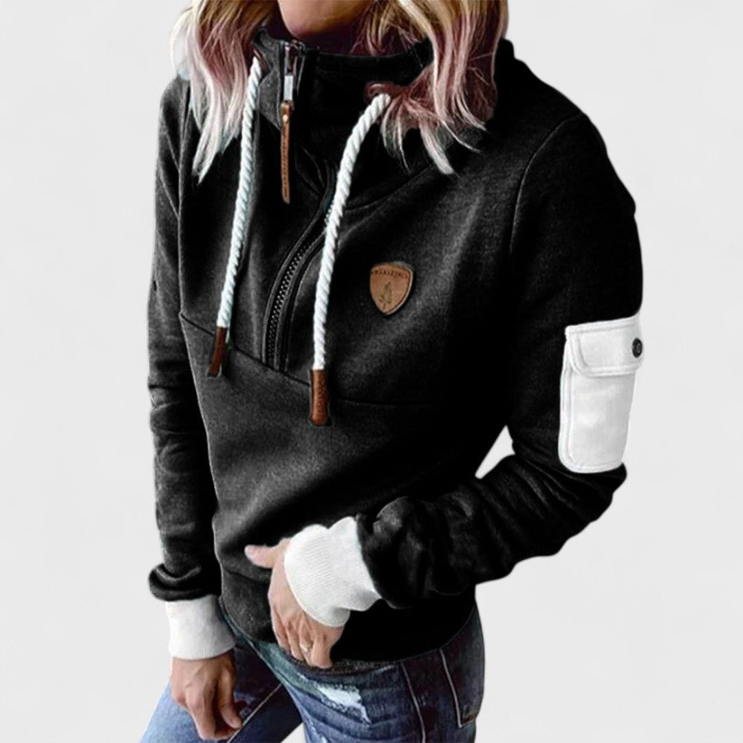 Pearlie - Women's Relaxed Sweatshirt in Casual Half-Zip - photo 9