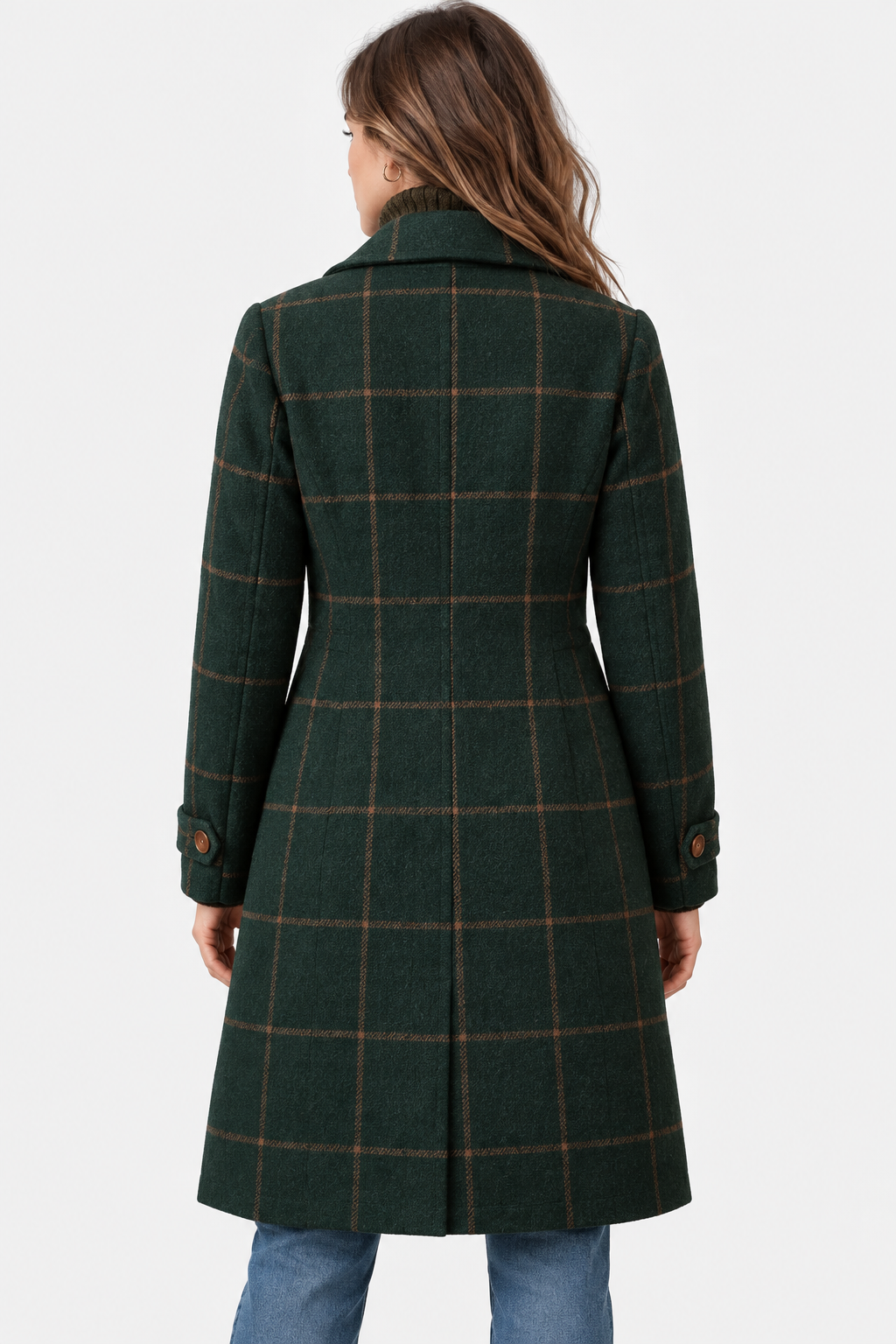 Women's Checked Longline Coat with Notch Lapels – view 3