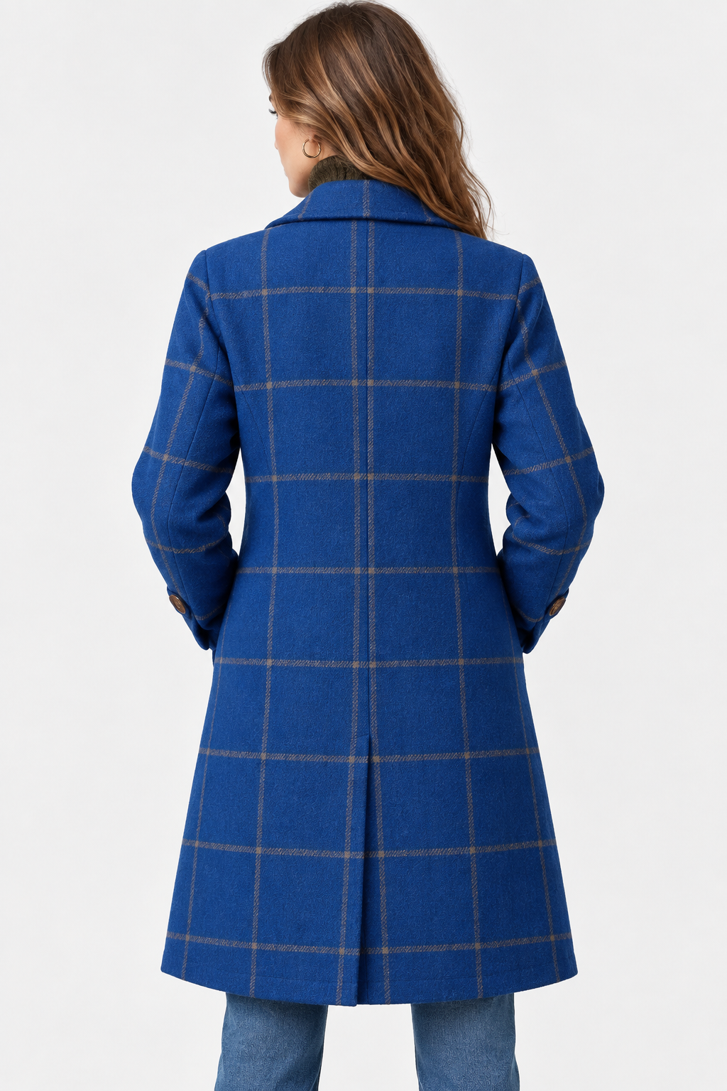 Women's Checked Longline Coat with Notch Lapels – view 8