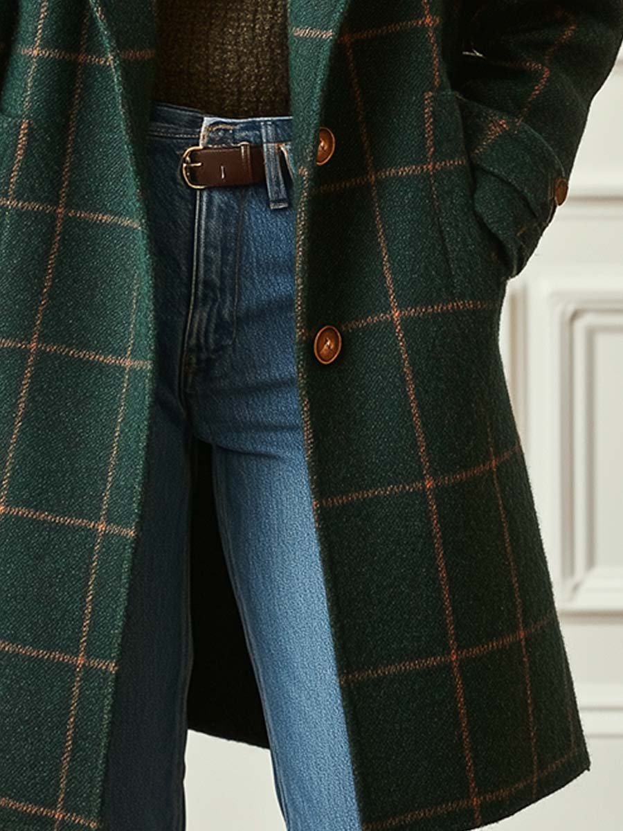 Adrienne - Women's Long Coat in Classic Check - photo 6