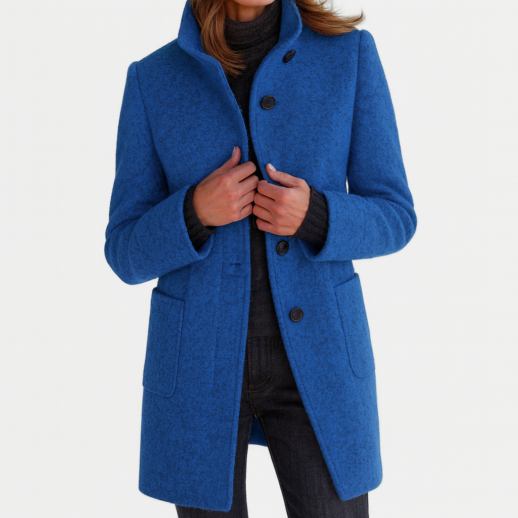 Merryn - Women's Classic Long Coat in Button Front Stand Collar - photo 1