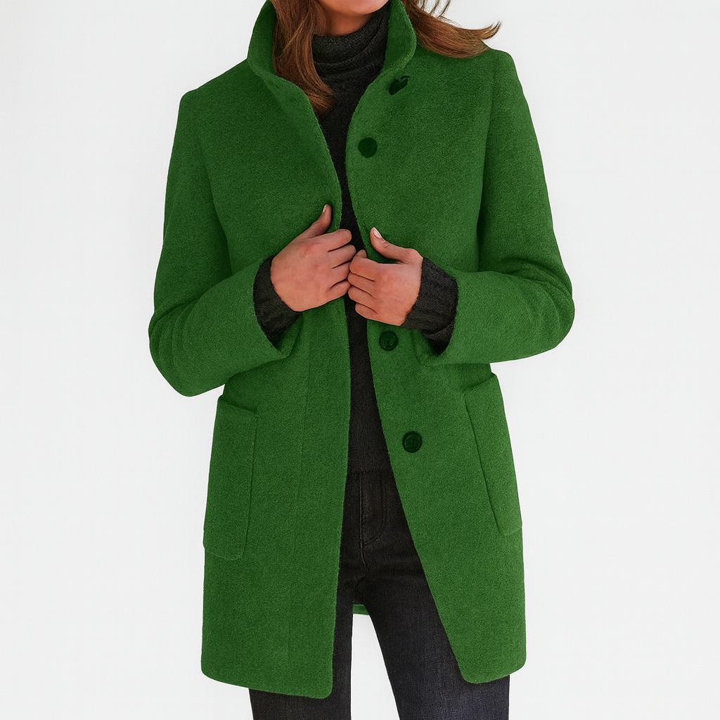 Merryn - Women's Classic Long Coat in Button Front Stand Collar - photo 4