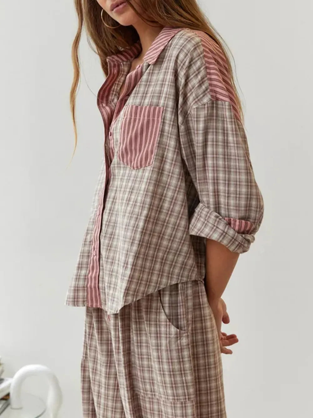 Women's Cotton Pajamas Set, Soft Stretchy Two-Piece Nightwear for Comfort