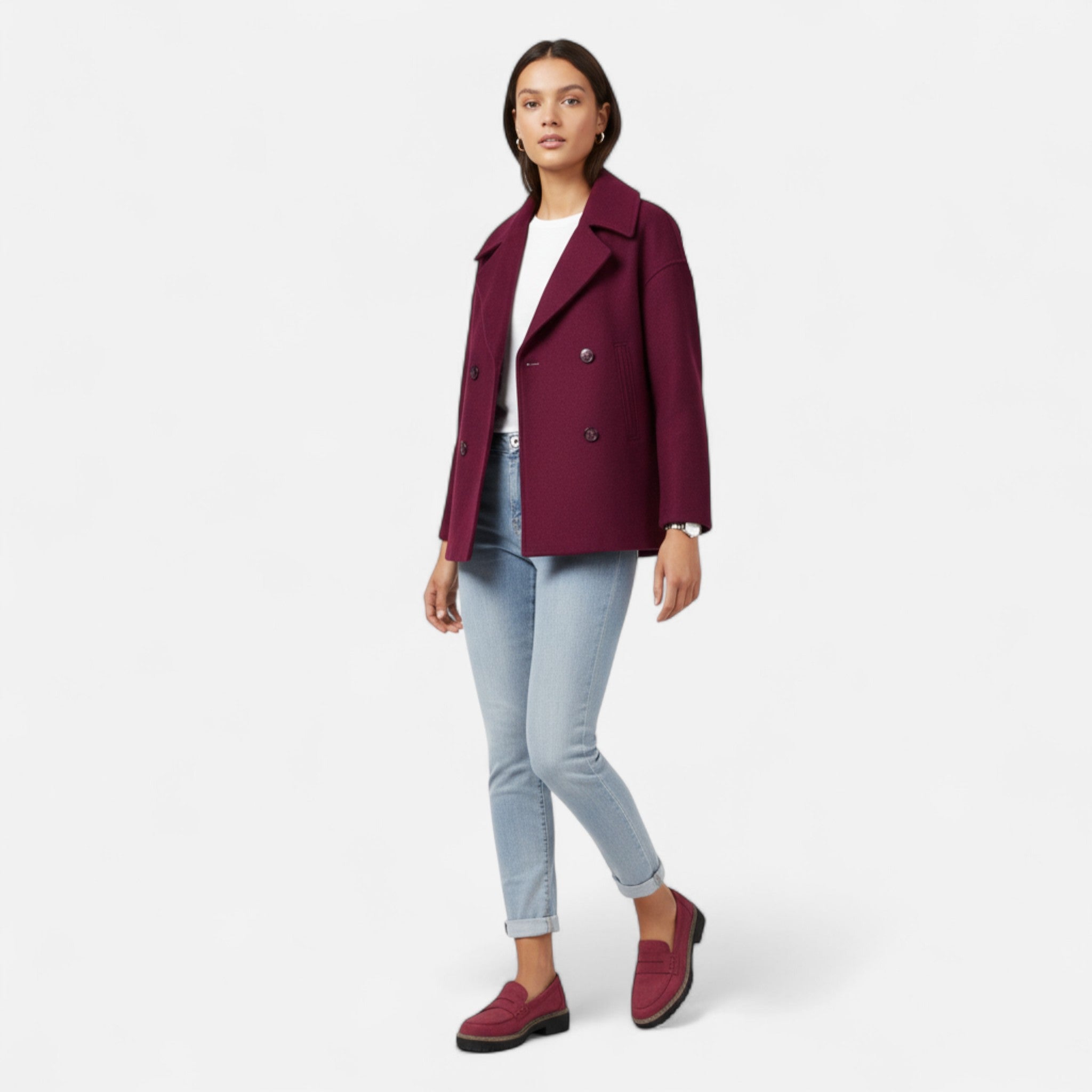 Double-Breasted Cropped Blazer for Women