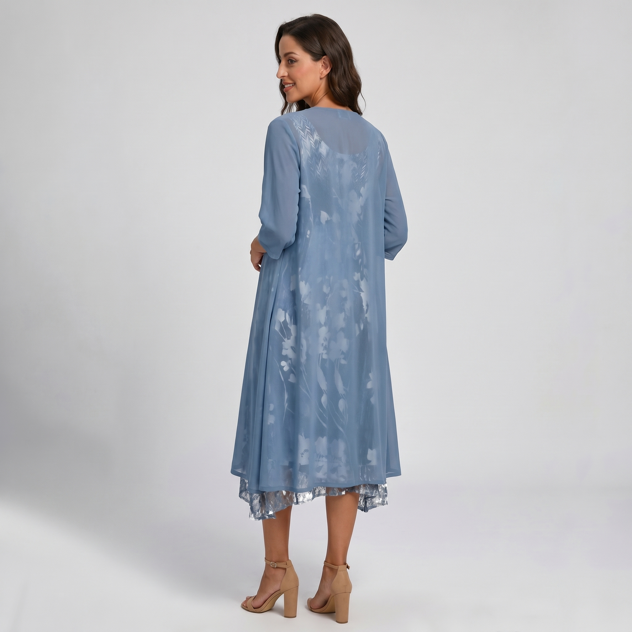 Women's Dress | Layered Open Front Midi