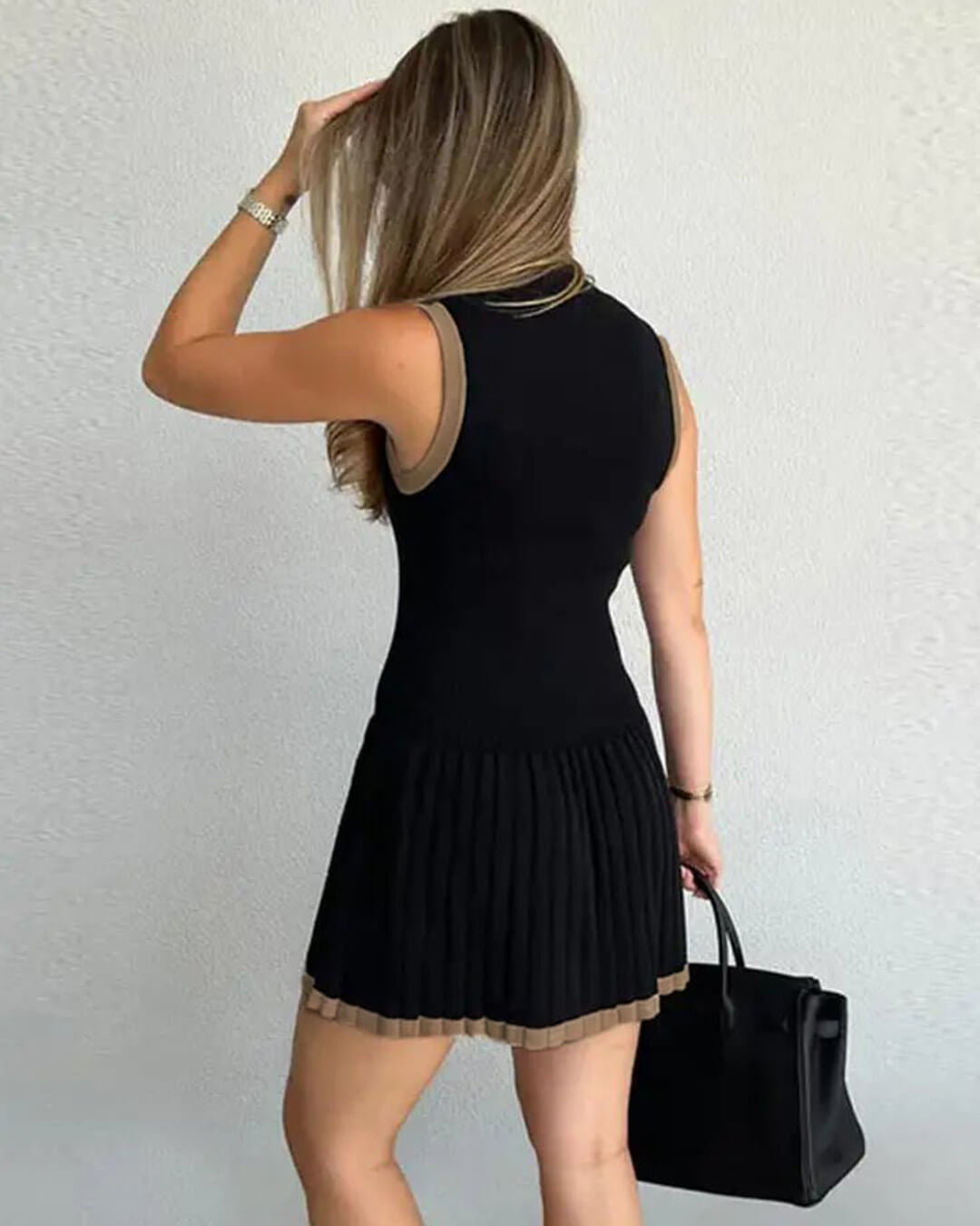 Isobel - Abito in maglia da donna a vita bassa con bordo a contrasto